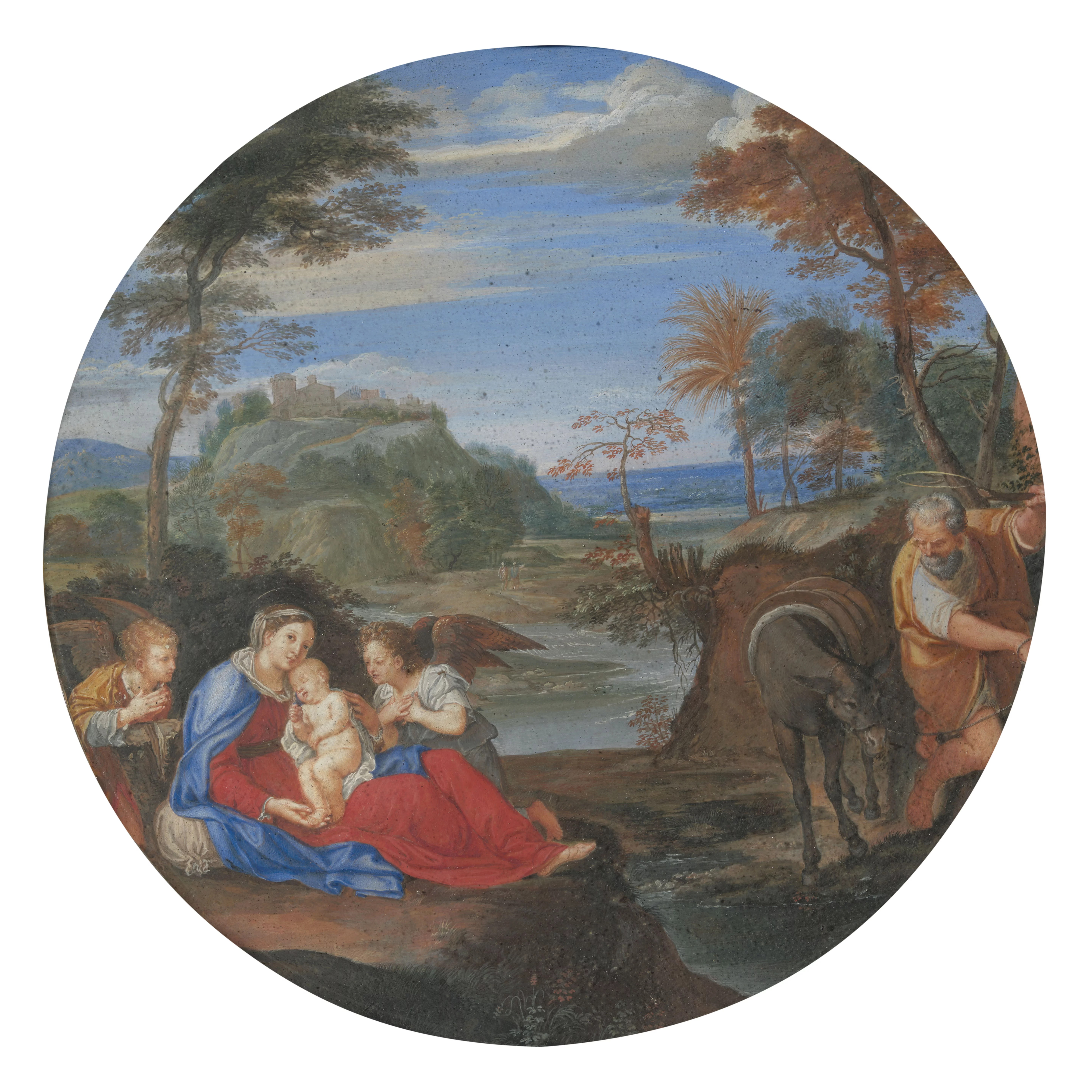 Ancienne Image Pieuse Chromo XIXe - La Fuite En Égypte, Sainte Famille, N.D. D'Aiguebelle